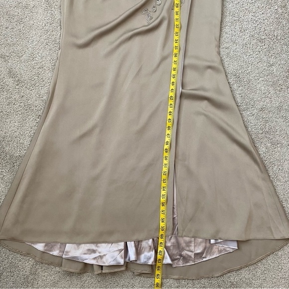 Mac Duggal 20346 Embellished Faux Wrap Illusion Puff Sleeve Gown Taupe 14 - Picture 5 of 13